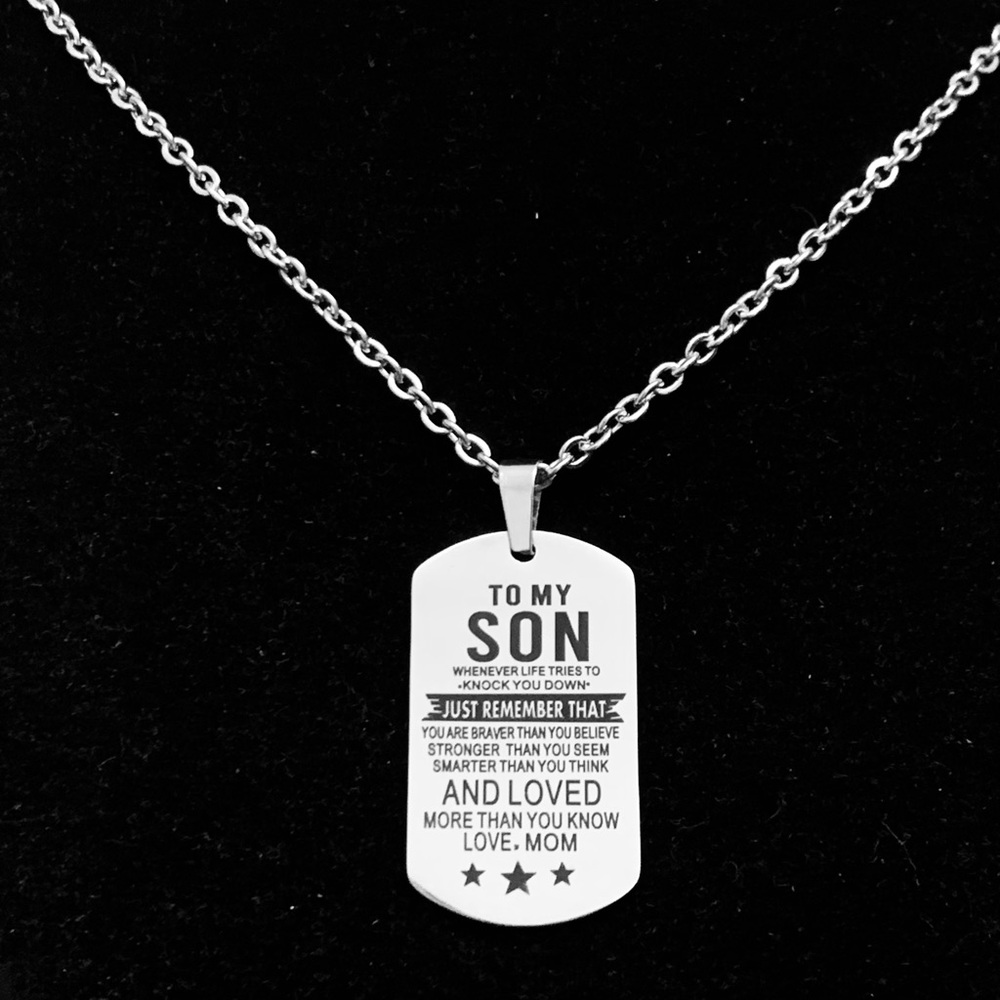 To My Son” from mom Sentimental military dog tag necklace